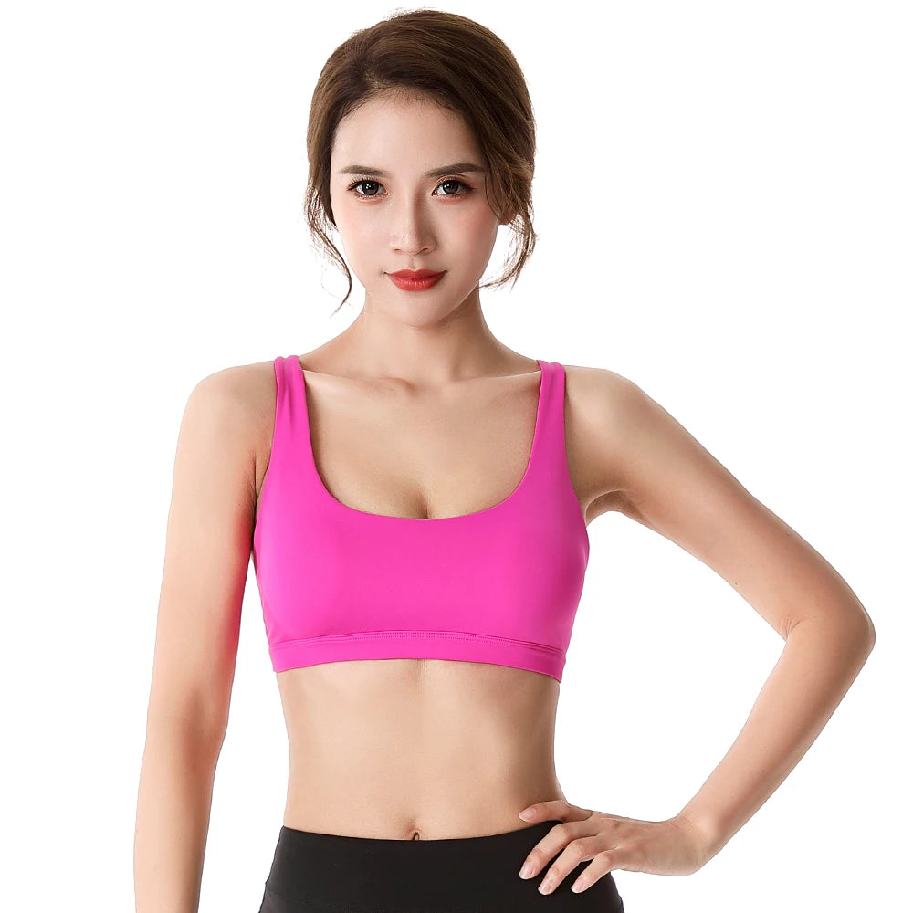 Fitness Sports Bra for Women Push Up Wirefree Padded Crisscross Strappy Running Gym