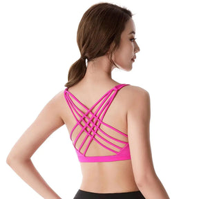 Fitness Sports Bra for Women Push Up Wirefree Padded Crisscross Strappy Running Gym