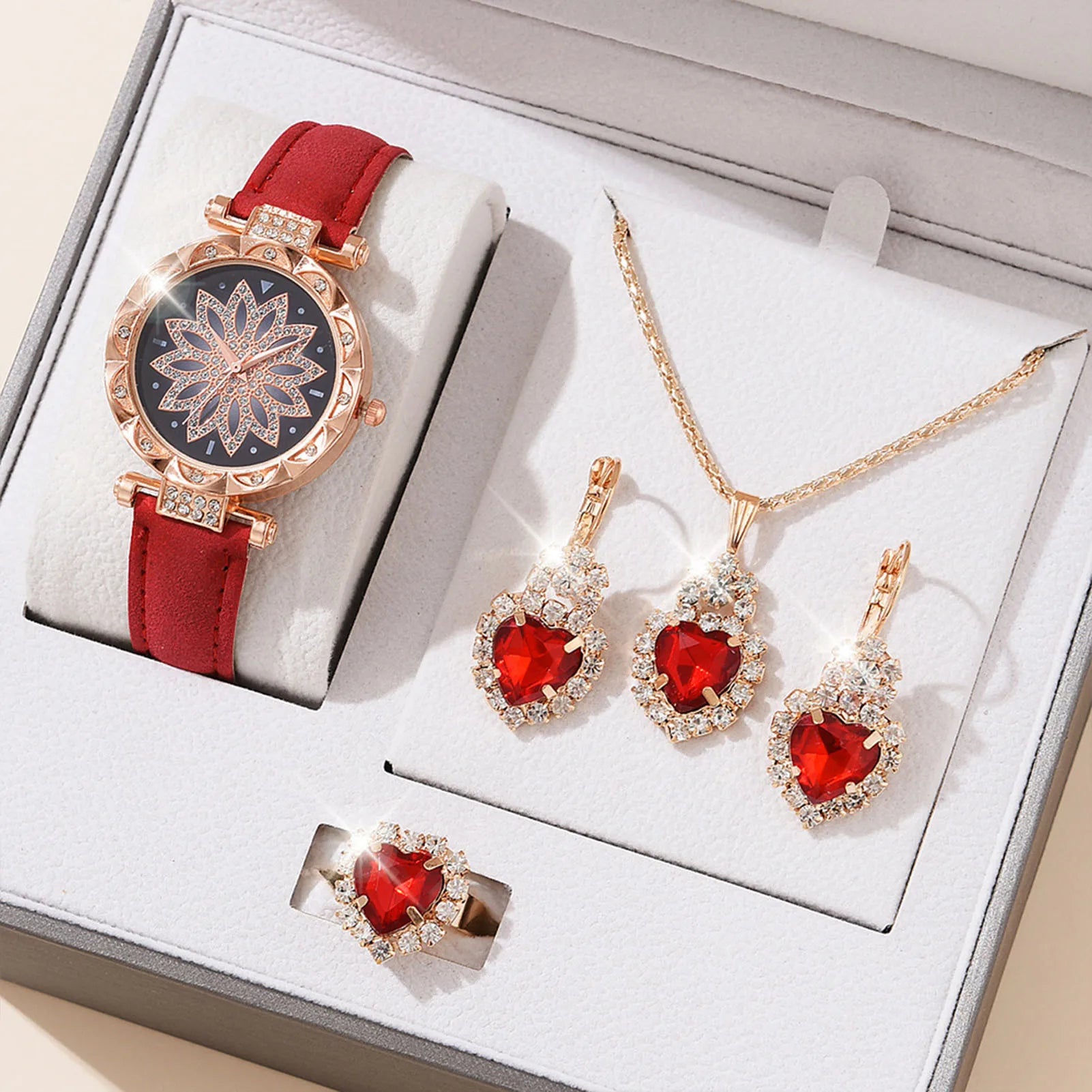 Watches Sets Gifts for Women Crystal Bling Wristwatch Jewelry Kit Gift for Mom Wife Girlfriend