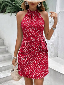 Solid Colored Polka Dot Mini Dresses Women's Camisole Sleeveless Lace Up Dress Summer Vacation Party Dress Robe