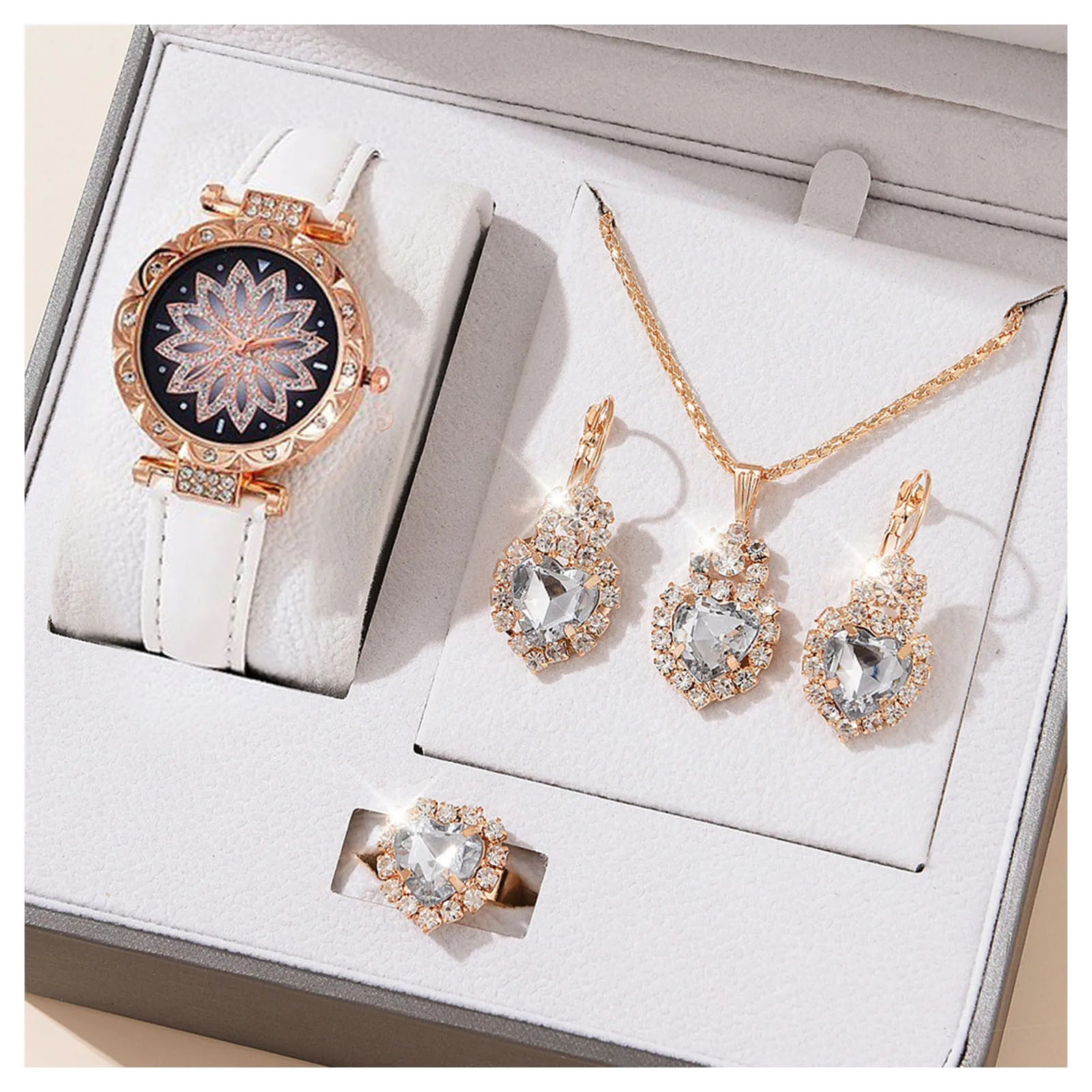 Watches Sets Gifts for Women Crystal Bling Wristwatch Jewelry Kit Gift for Mom Wife Girlfriend