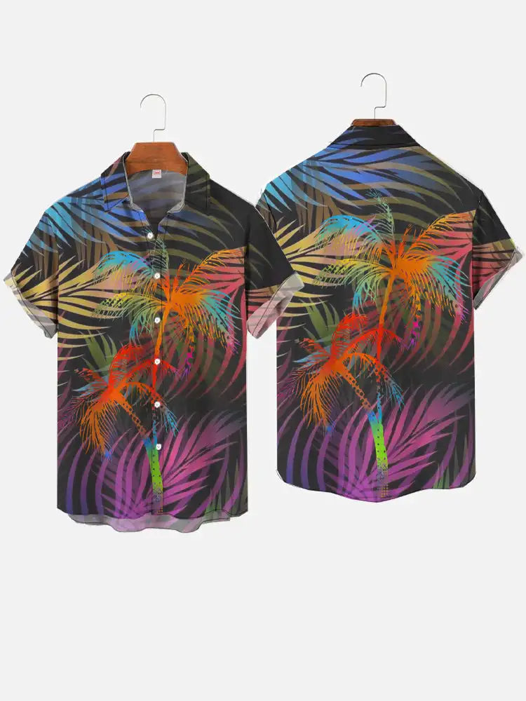 Men's Coconut Tree Pattern Shirts Summer Beach Sunset Shirt Men's Casual Short Sleeved Shirt Exquisite 3D Printed Shirt