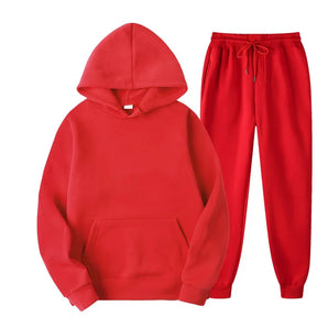 Men's Autumn and Winter New Solid Color Hoodie+pants Two-piece Set Fashionable Casual Sports Set Size S-3XL