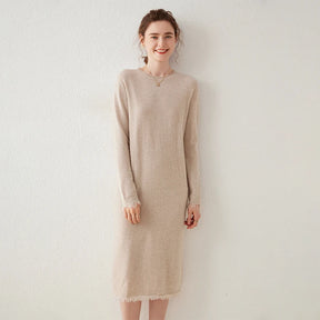 Spring Autumn Women Dress Longer Dress Cashmere Knitted Jumpers