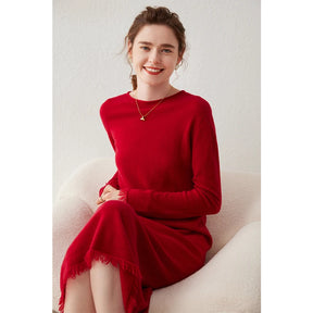 Spring Autumn Women Dress Longer Dress Cashmere Knitted Jumpers