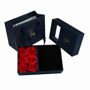 Valentine's Day 6 Rose Pendants Ring Bracelet Eternal Flower Window Opening Jewelry Box Romantic Jewelry Gift Packaging Box Bag