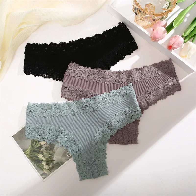 Sexy Lace Cotton Brazilian Pants Women Low Waist Panties Underwear