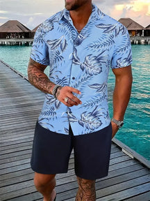 Summer Beach Style Men's Shirt Set Oversized Hawaiian Casual Suit 3d Printed Short Sleeve Shirt Shorts 2 Pcs Fashion Streetwear