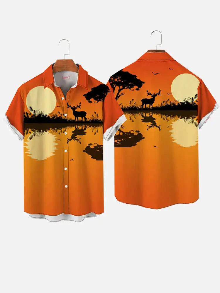 Men's Coconut Tree Pattern Shirts Summer Beach Sunset Shirt Men's Casual Short Sleeved Shirt Exquisite 3D Printed Shirt