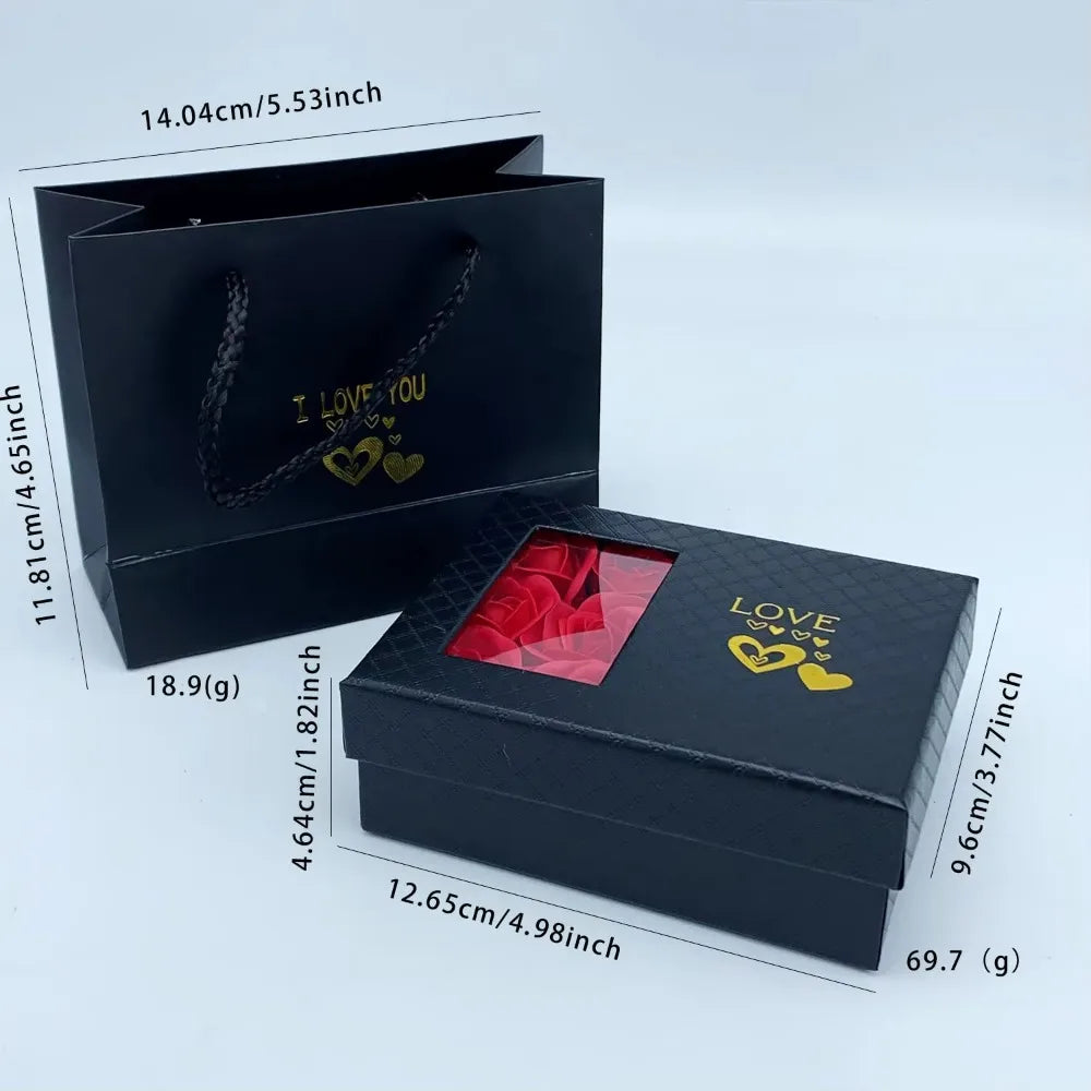 Valentine's Day 6 Rose Pendants Ring Bracelet Eternal Flower Window Opening Jewelry Box Romantic Jewelry Gift Packaging Box Bag