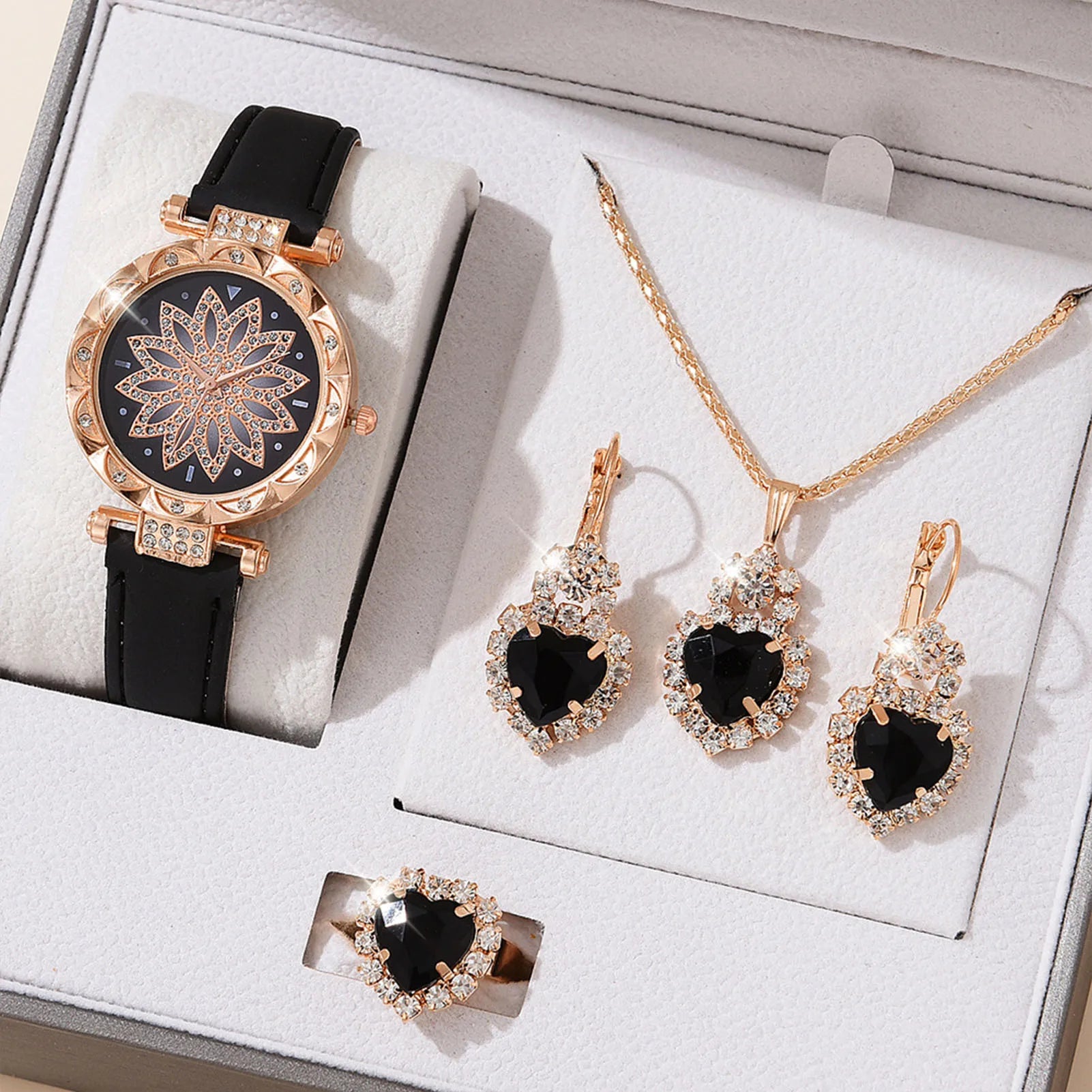 Watches Sets Gifts for Women Crystal Bling Wristwatch Jewelry Kit Gift for Mom Wife Girlfriend