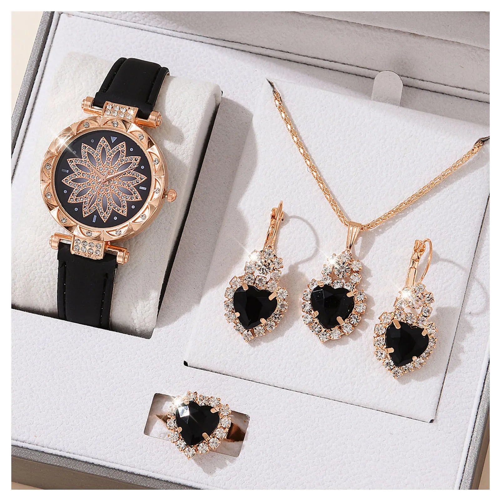 Watches Sets Gifts for Women Crystal Bling Wristwatch Jewelry Kit Gift for Mom Wife Girlfriend