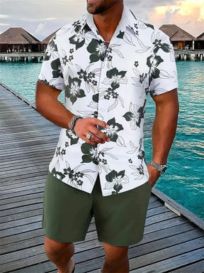 Summer Beach Style Men's Shirt Set Oversized Hawaiian Casual Suit 3d Printed Short Sleeve Shirt Shorts 2 Pcs Fashion Streetwear