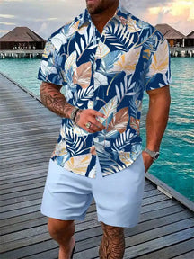 Summer Beach Style Men's Shirt Set Oversized Hawaiian Casual Suit 3d Printed Short Sleeve Shirt Shorts 2 Pcs Fashion Streetwear