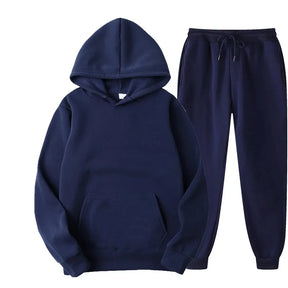 Men's Autumn and Winter New Solid Color Hoodie+pants Two-piece Set Fashionable Casual Sports Set Size S-3XL