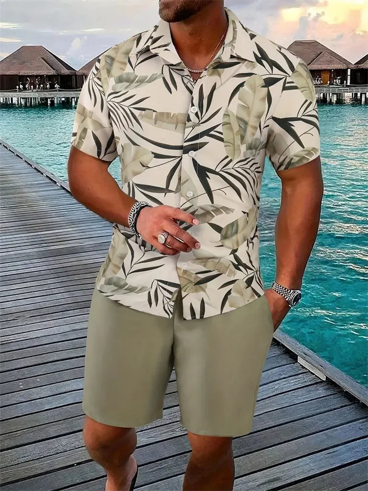 Summer Beach Style Men's Shirt Set Oversized Hawaiian Casual Suit 3d Printed Short Sleeve Shirt Shorts 2 Pcs Fashion Streetwear