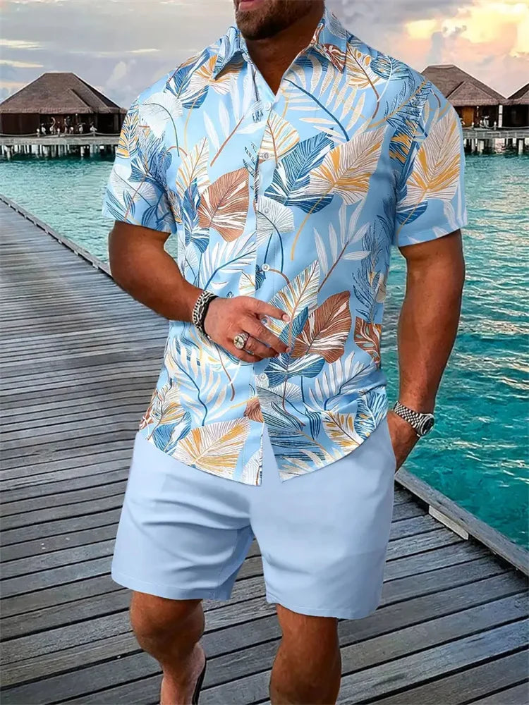 Summer Beach Style Men's Shirt Set Oversized Hawaiian Casual Suit 3d Printed Short Sleeve Shirt Shorts 2 Pcs Fashion Streetwear