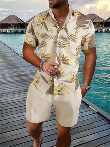 Summer Beach Style Men's Shirt Set Oversized Hawaiian Casual Suit 3d Printed Short Sleeve Shirt Shorts 2 Pcs Fashion Streetwear