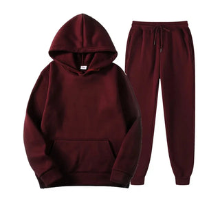 Men's Autumn and Winter New Solid Color Hoodie+pants Two-piece Set Fashionable Casual Sports Set Size S-3XL