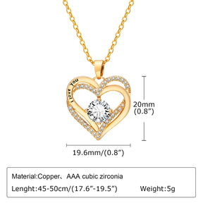 Vnox Heart Necklace for Women, Birthstone Heart I Love You Jewelry Necklaces for Mom Girlfriend Wife, Mother's Day Gift