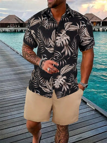 Summer Beach Style Men's Shirt Set Oversized Hawaiian Casual Suit 3d Printed Short Sleeve Shirt Shorts 2 Pcs Fashion Streetwear