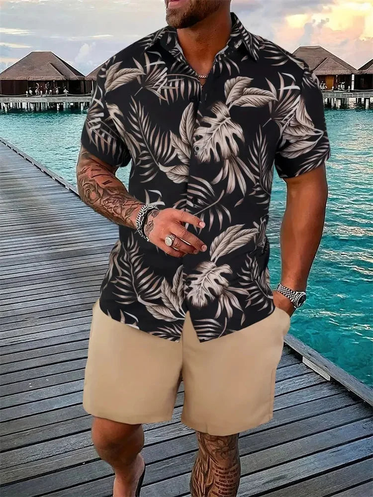 Summer Beach Style Men's Shirt Set Oversized Hawaiian Casual Suit 3d Printed Short Sleeve Shirt Shorts 2 Pcs Fashion Streetwear