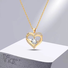 Vnox Heart Necklace for Women, Birthstone Heart I Love You Jewelry Necklaces for Mom Girlfriend Wife, Mother's Day Gift