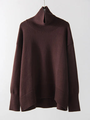 Women Turtleneck Warm Pullovers Knit Tops Brown Jumpers Women Oversized Thick Basic Women's Sweaters