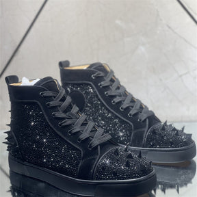 Black Diamond Leather Rivets Shoes