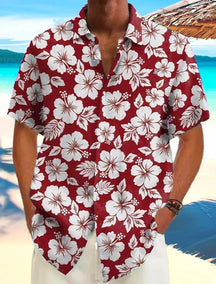 Men's Shirt Summer Shirt Casual Shirt Beach Shirt  Short Sleeve Flower Plants Lapel Hawaiian Holiday Clothing Apparel