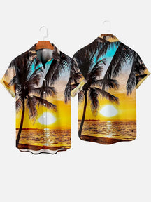 Men's Coconut Tree Pattern Shirts Summer Beach Sunset Shirt Men's Casual Short Sleeved Shirt Exquisite 3D Printed Shirt