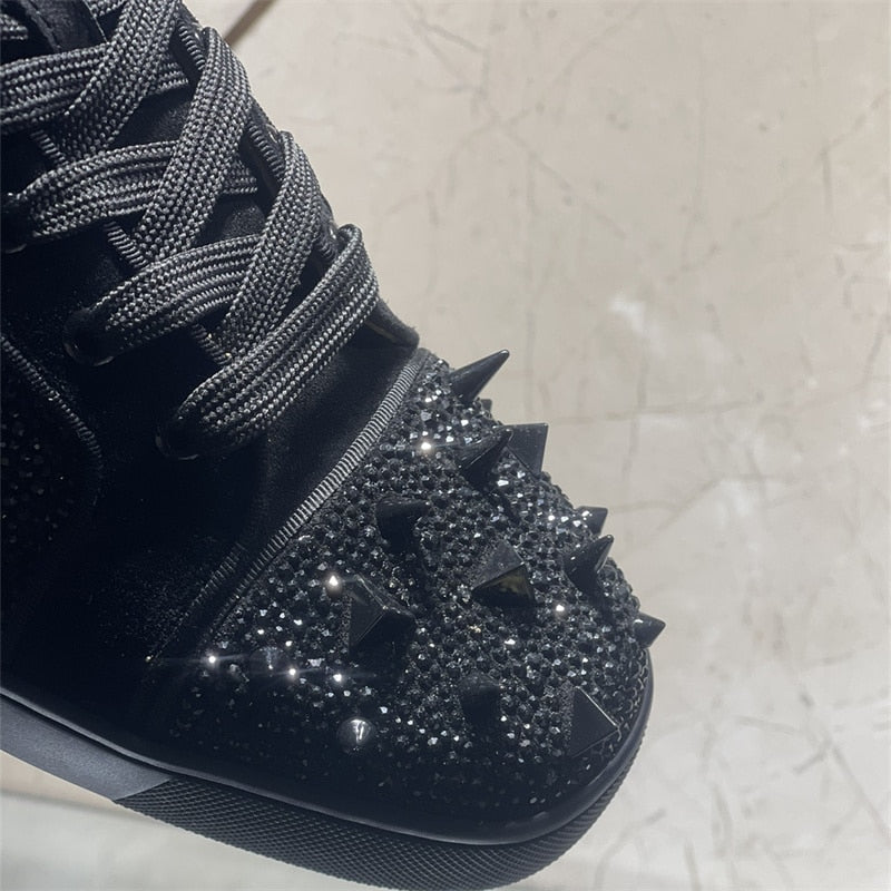 Black Diamond Leather Rivets Shoes